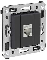 Розетка компьютерная экранированная без рамки DKC Avanti 1-м. RJ45 5е черный матовый картинка